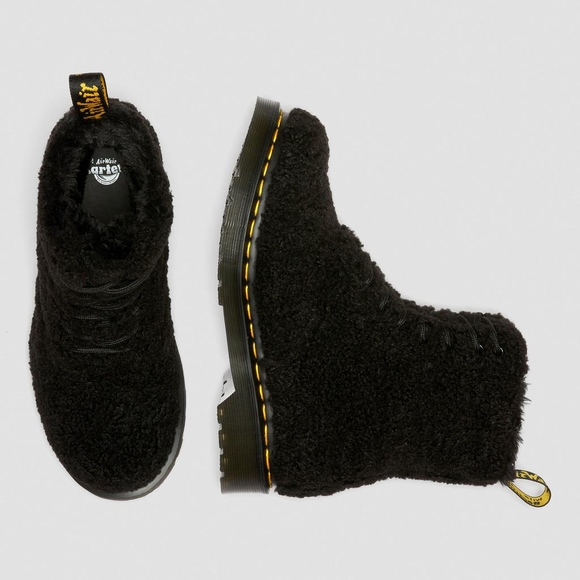 🆕Dr. Martens 1460 Pascal Faux Shearling Boots Teddy Black Lux Borg Women Size 8 - Picture 3 of 9